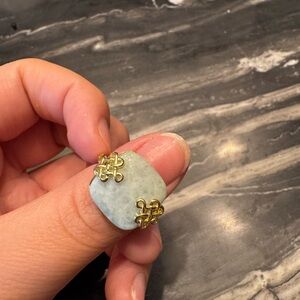 Elegant Plated Gold and Jade Stone Ring